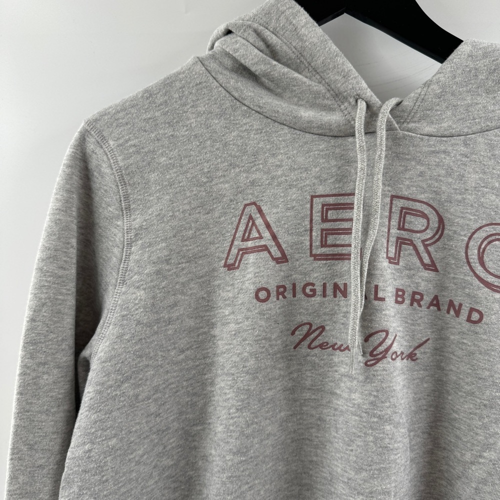 Aeropostale AERO Cropped Grey Hoodie Size Large - Picture 2 of 5